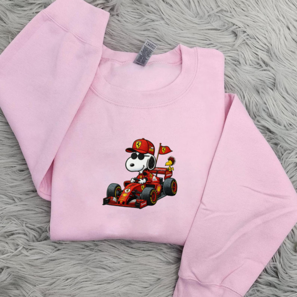 Snoopy Red Bull Pit Embroidered Shirt, Formula 1 Mechanic Embroidered Shirt