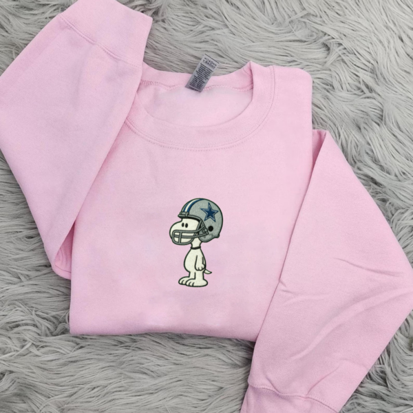 Dallas Cowboys Embroidered Shirt, Snoopy Football Helmet Embroidered Shirt