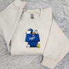 Snoopy And Woodstock Dodgers Dugout Embroidered Shirt, Los Angeles Baseball Embroidered Shirt