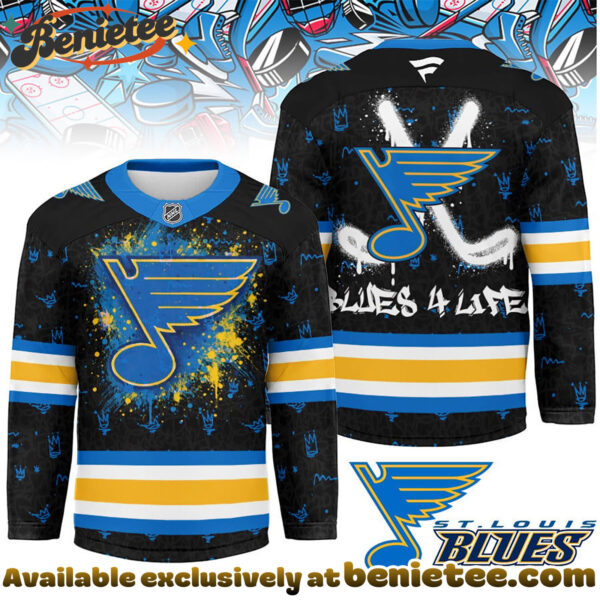 St Louis Blues Premium NHL Graffiti My Team 4 Life Hockey Jersey