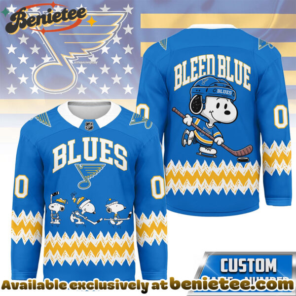 St Louis Blues Premium NHL Snoopy Personalized Hockey Jersey