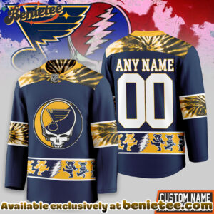 St Louis Blues Premium NHL Tie-Dye Skull Hockey Jersey