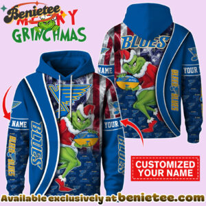St. Louis Blues x The Grinch Christmas Hockey Hoodie Limited Edition-3D Unisex Hoodie