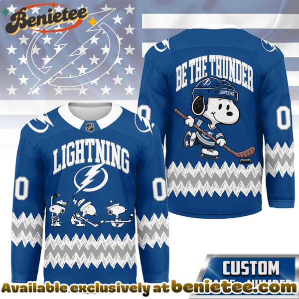 Tampa Bay Lightning Premium NHL Snoopy Personalized Hockey Jersey
