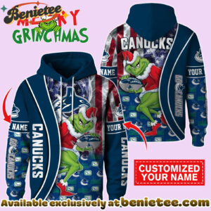 Vancouver Canucks x The Grinch Christmas Hockey Hoodie Limited Edition-3D Unisex Hoodie