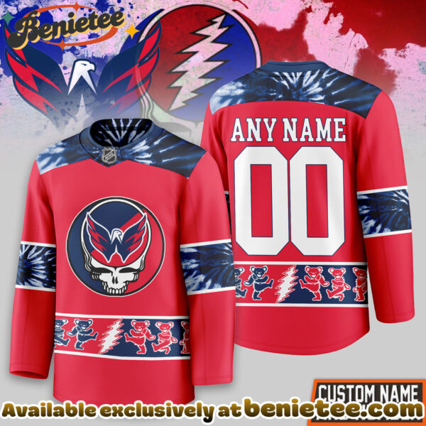 Washington Capitals Premium NHL Tie-Dye Skull Hockey Jersey
