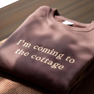 Embroidered I'm coming to the cottage Sweatshirt: Romance Hockey Couple Shirt, Valentine Boy Love Sweatshirt, Hockey Team Fan Shirt