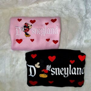 Matching Couple Disneyland Sweatshirt: Embroidered Mickey and Minnie, Sweethearts Nite, Disney Valentines Sweatshirt