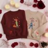Zootopia Inspired Couple Embroidered Sweatshirt, Nick & Judy Heart Theme Sweatshirts, Cute Lovers Gift, Matching Valentine Crewneck