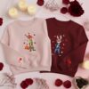 Zootopia Inspired Couple Embroidered Sweatshirt, Nick & Judy Heart Theme Sweatshirts, Cute Lovers Gift, Matching Valentine Crewneck