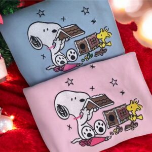 Embroidered Snoopy Christmas Sweatshirt, Holiday Winter Sweatshirt, Cozy Pet Lover Outfit, Festive Family Gift