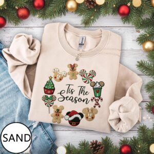 Embroidered Tis The Season Disney Sweatshirt, Gingerbread Mickey Minnie Christmas Crewneck, Cute Holiday Embroidery Shirt, Disney Xmas Gifts