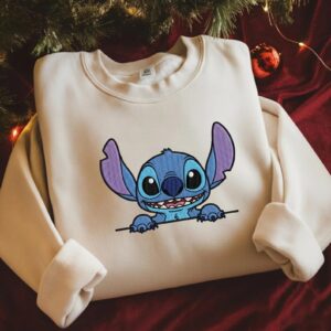 Stitch Embroidered Sweatshirt, Disney Lilo And Stitch Sweatshirt, Disney Stitch Embroidery Hoodie, Matching Disney Outfits