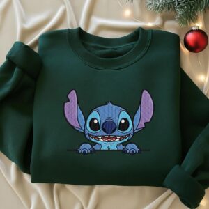 Stitch Embroidered Sweatshirt, Disney Lilo And Stitch Sweatshirt, Disney Stitch Embroidery Hoodie, Matching Disney Outfits