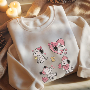 Snoopy Peanuts Heart Crewneck Embroidered Sweatshirt