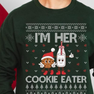 I'm His Milk Drinker Matching Couple Sweatshirt, I'm Her Cookie Eater Sweater, Xmas Party Couple Tee, Choose style Her/His