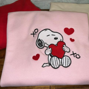 Embroidered Valentine’s Day Snoopy Sweatshirt, Valentine Sweatshirt Peanuts