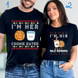 I'm His Milk Drinker Matching Couple Sweatshirt, I'm Her Cookie Eater Sweat, Christmas Couple Matching Sweatshirts, Choose style His/Her