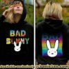 Bad Bunny Rainbow Bunny HeadFront Back Print Hoodie
