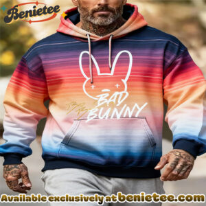Bad Bunny Rainbow Stripe · Trendy Hoodie