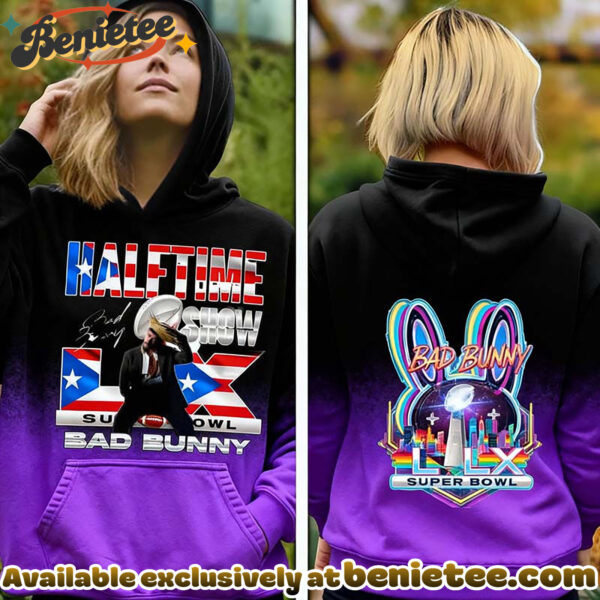 Bad Bunny Super Bowl ColorfulFront Back Print Hoodie
