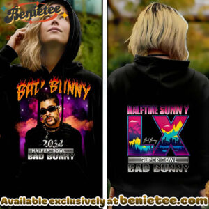 Bad Bunny Super Bowl FlameFront Back Print Hoodie