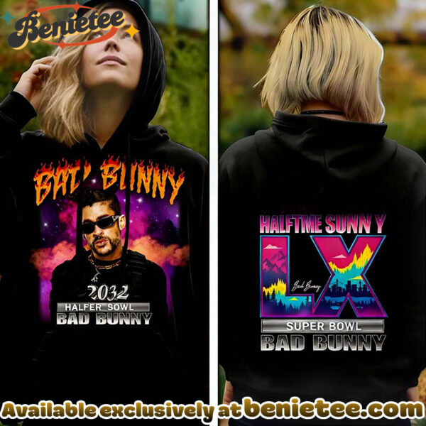 Bad Bunny Super Bowl FlameFront Back Print Hoodie
