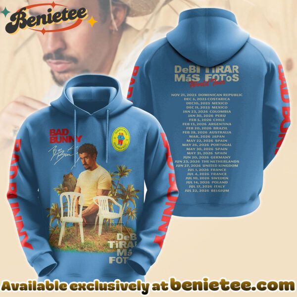 Bad Bunny World Tour Unisex Retro Versatile Hooded Sweatshirt