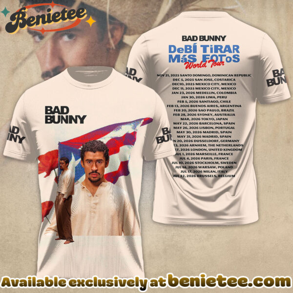 Bad Bunny World Tour Unisex Simple Retro Round Neck T-Shirt
