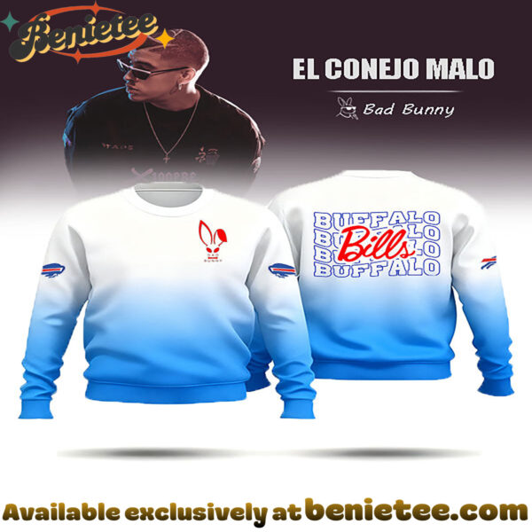 Bills and Bad Bunny Print Crew Neck Sweatshirt