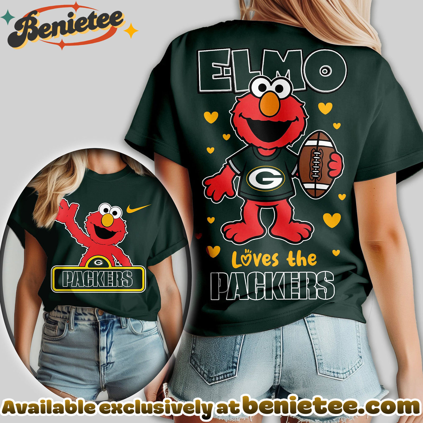 Green Bay Packers Premium NFL Elmo Fan 3D Shirt