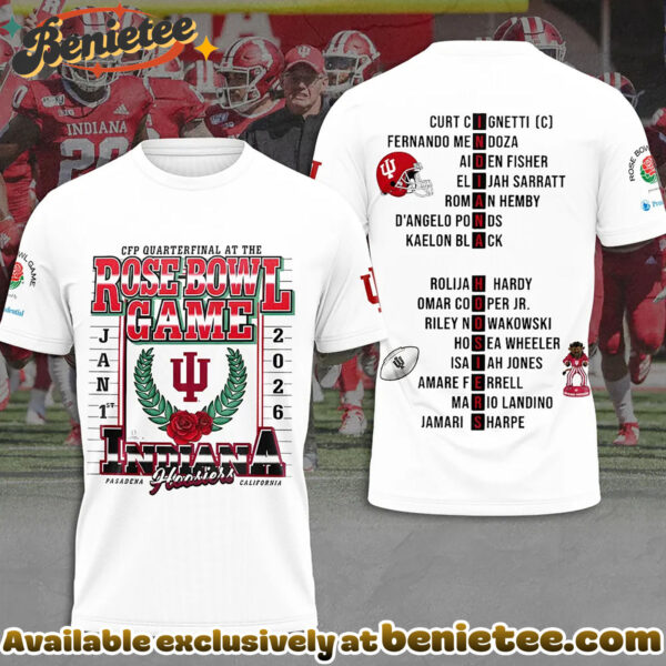 Indiana Hoosiers Football 2026 Rose Bowl 3D Apparel Hoodie - Ver 2
