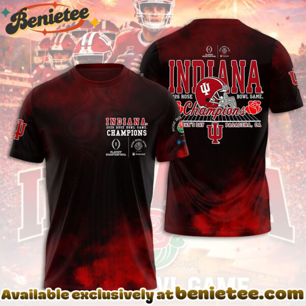 Indiana Hoosiers Football 2026 Rose Bowl Champions 3D Apparel Hoodie - Ver 5