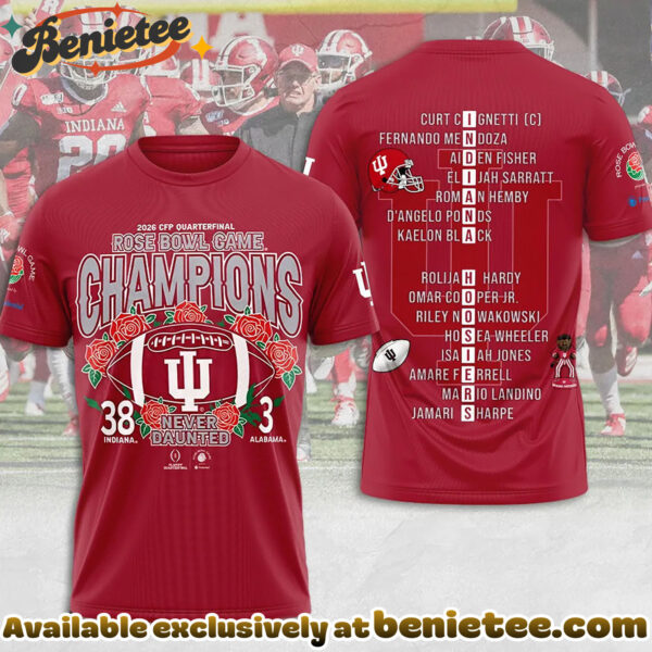 Indiana Hoosiers Football 2026 Rose Bowl Champions 3D Apparel Hoodie - Ver 7