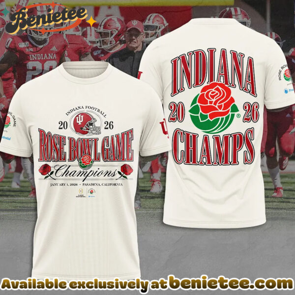 Indiana Hoosiers Football 2026 Rose Bowl Champions 3D Apparel Hoodie - Ver 2