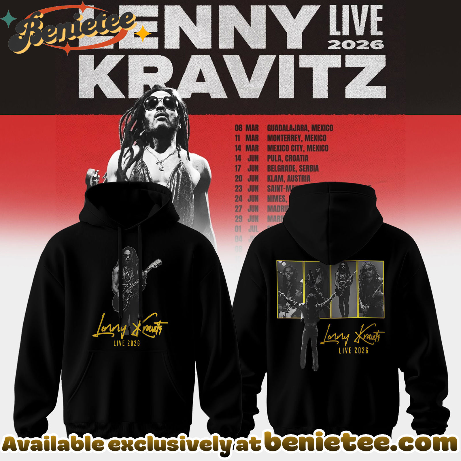 Lenny Kravitz 2026 Tour Merchandise Hoodie, Tshirt, Sweatshirt