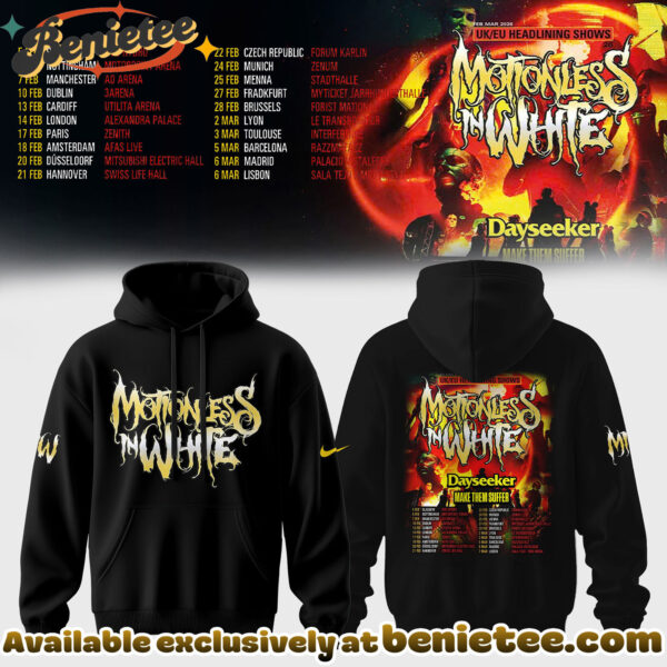 MOTIONLESS IN WHITE - UK EU TOUR DATES 2026 Collection Hoodie - Ver 2
