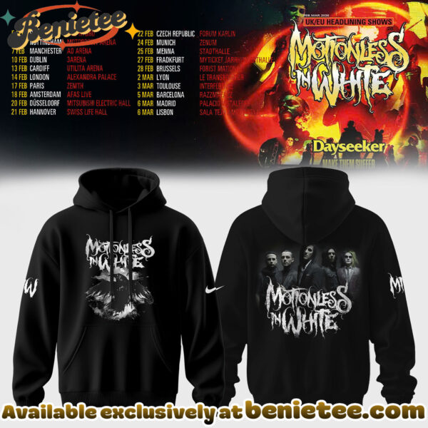 MOTIONLESS IN WHITE - UK EU TOUR DATES 2026 Collection Hoodie - Ver 3