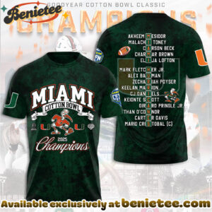Miami Hurricanes Football Cotton Bowl Champions 3D Apparel Hoodie