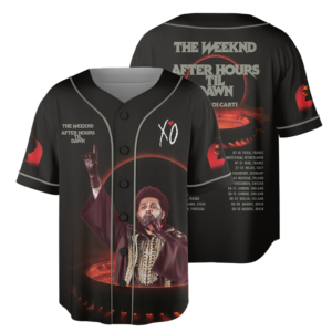 Men's The Weeknd Music Tour 2026 Baseball Jersey, Polyester Button Down, Black, US Size S-5XL