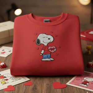 Embroidered Snoopy Valentine Sweatshirt, Peanuts Crewneck, Valentines Day Couple Gift