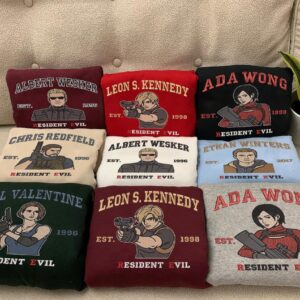 Custom Residence Evil Characters Group Embroidery Sweatshirt, Halloween Gamer Shirt, Gift For Horror Game