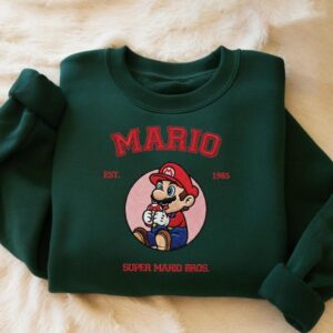 Embroidered Mario Est 1985 Sweatshirt, Super Mario Gift, Universe Family Shirt