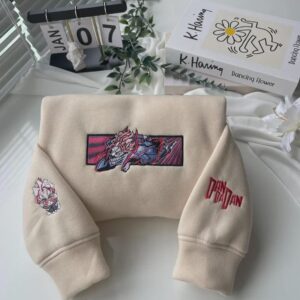 Anime Embroidered Sweatshirt, Alien and Ghost Hoodie, Seiko Turbo Grandny Top, Unique Embroidery Gift for Anime Lovers