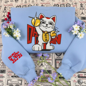 Dandadan Embroidered Sweatshirt, Lucky Cat Anime Hoodie