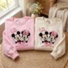 Embroidered Coquette bow Valentine Sweatshirt, Magical Land Couple Crewneck, Cartoon Mouse Couple Heart Shirt, Valentine Gift