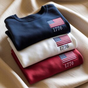 Embroidered USA Flag Sweatshirt: Patriotic American Apparel