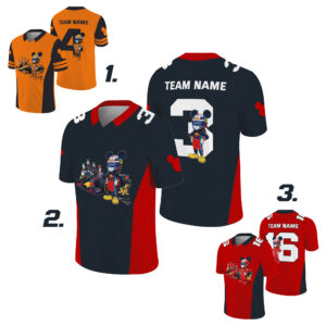 Custom Disney Mickey Classic Christmas Football Jersey, Custom Disney Football Jersey Sports, NFL Team Inspired Mickey Mouse Tee, All Teams Available, Cute Gifts For Fans Disney