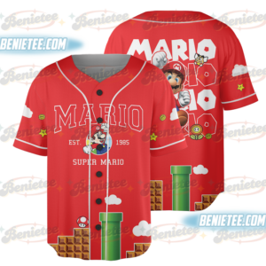 Retro Super Mario Bros Baseball Jersey, Super Mario Jersey, Retro Mario Video Game Apparel, Super Mario Birthday Gift