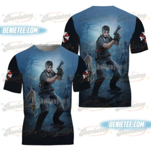 Resident Evil 4 Fan Art Graphic 3D Tee, Leon Kennedy Bootleg Style, Unofficial 2005 Game Inspired